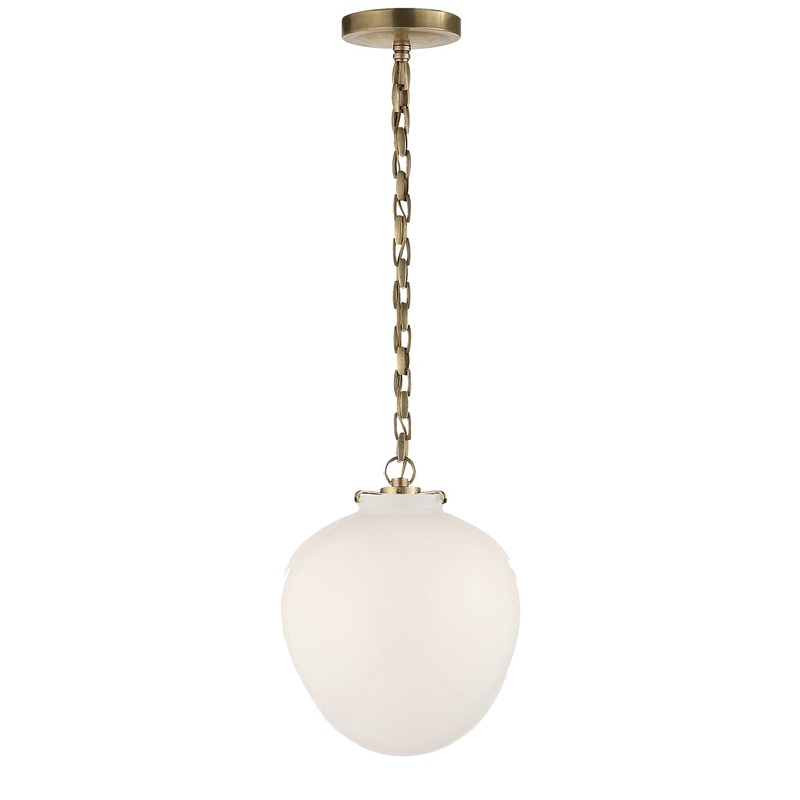 One Light Pendant from the Katie Acorn Collection in Hand-Rubbed Antique Brass Finish by Visual Comfort Signature