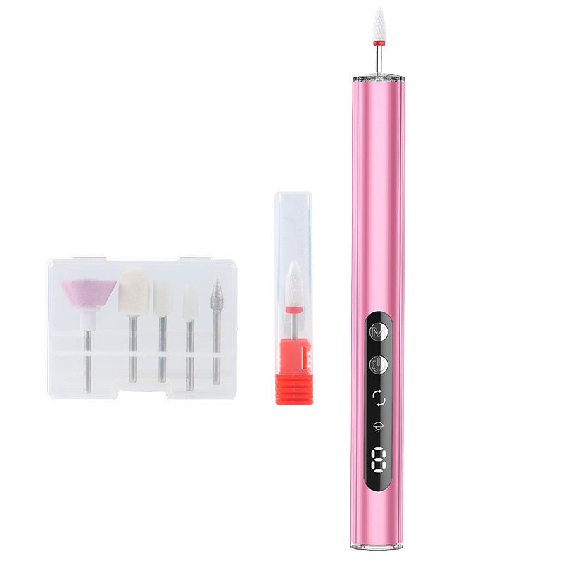 Pink Rechargeable Electric Nail Drill Pen with UV Curing Lamp – Professional All-in-One Manicure Pedicure Kit for Polishing & Gel Removal