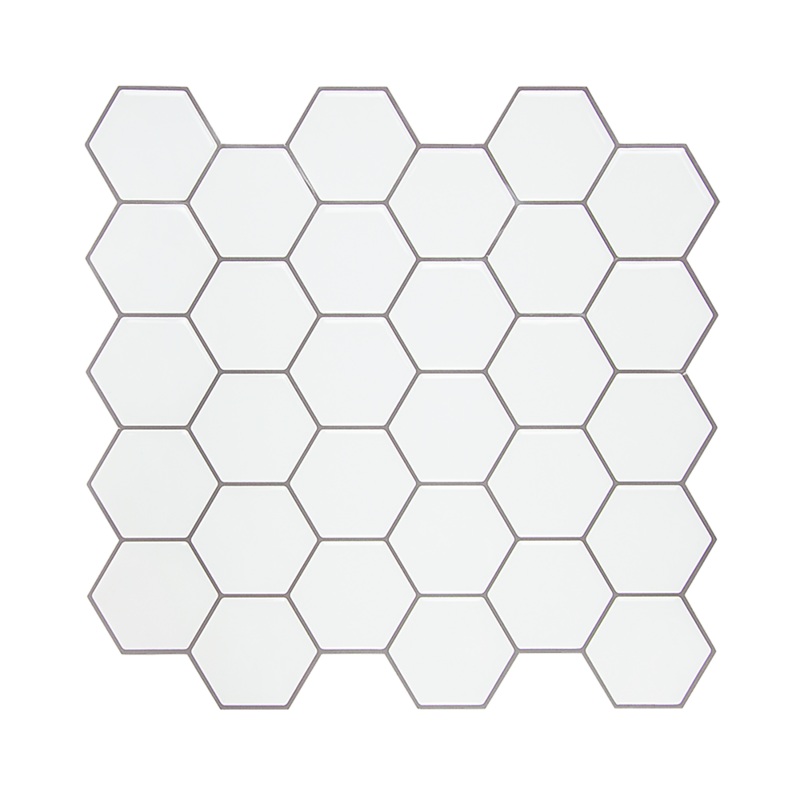Tiles 3D Peel and Stick Wall Tile Hexagon White (30cm x 30cm x 10 sheets)