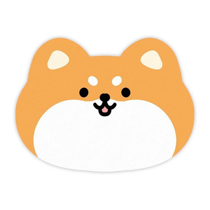 2 Pcs Style 9 Yellow Puppy pattern Cartoon Pet Feeding Mat for Cats & Dogs – Absorbent Diatom Mud Splash-Proof Mat, Easy to Clean