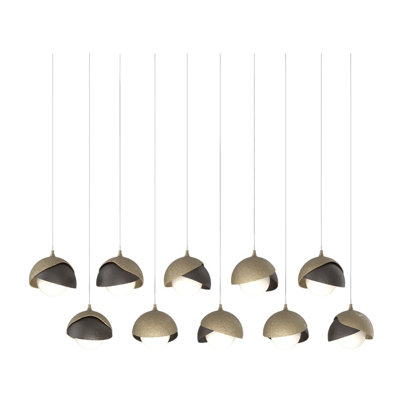 Brooklyn 10-Light Double Shade Pendant Soft Gold Oil Rubbed Bronze