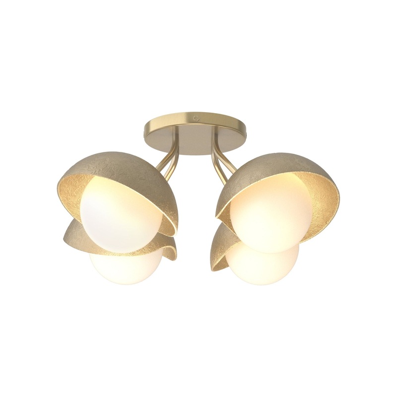 Brooklyn 4-Light Single Shade Semi-Flush Modern Brass Soft Gold