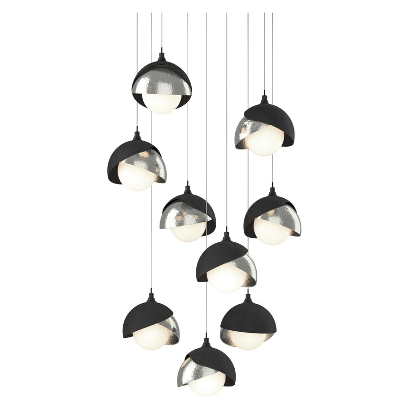 Brooklyn 9-Light Double Shade Pendant Black Sterling