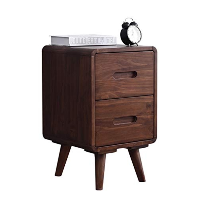 Comodino HAIZHEN Vintage in Legno massello, 2 cassetti / 4 Gambe affusolate con tavolino con Contenitore Stretto for Camera da Letto