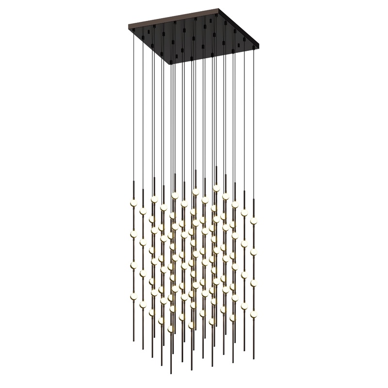 Constellation Cosmic Cube 20″ LED Pendant Espresso Black with White Optical Acrylic 2700K 10′ Adjustable Cord