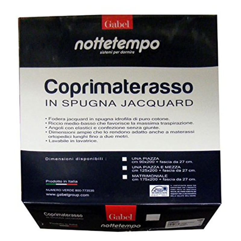 COPRIMATERASSO 1 PIAZZA SINGOLO SPUGNA JACQUARD CONFORT NOTTETEMPO GABEL