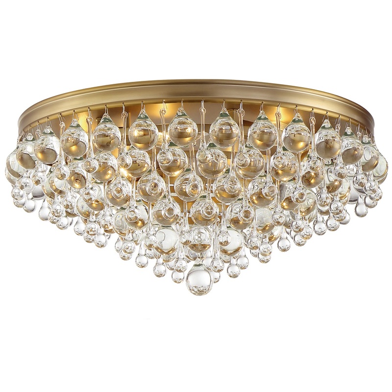 Crystorama 138-VG Calypso Six Light Flush Mount Vibrant Gold