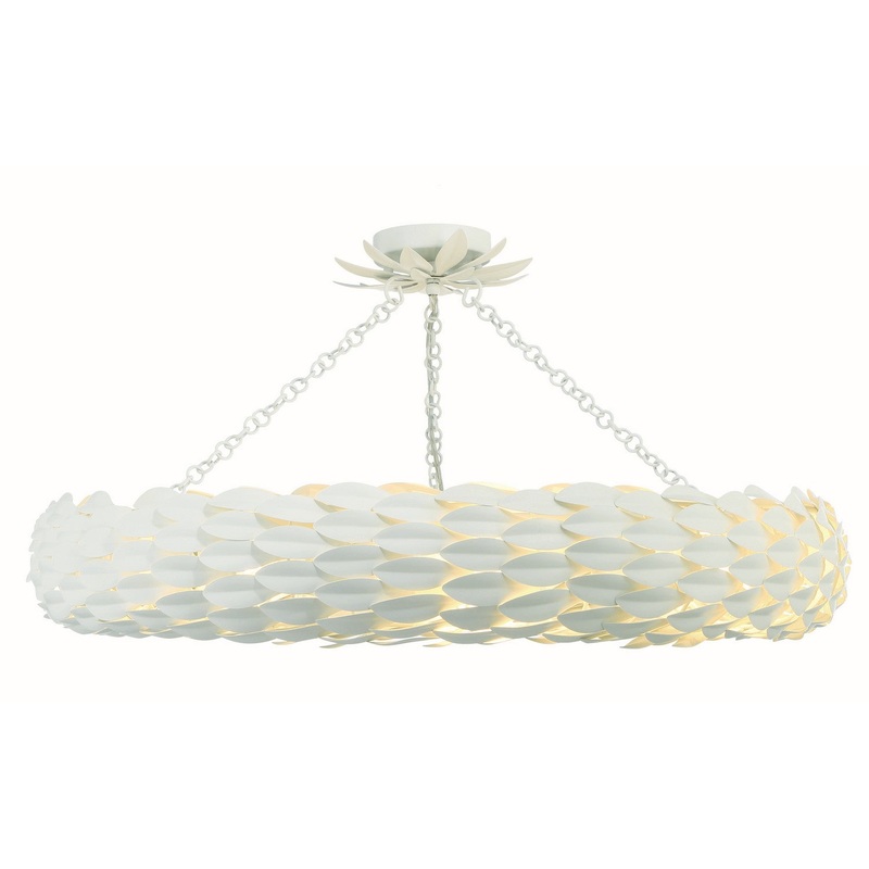 Eight Light Semi Flush Mount from the Broche Collection in Matte White Finish by Crystorama