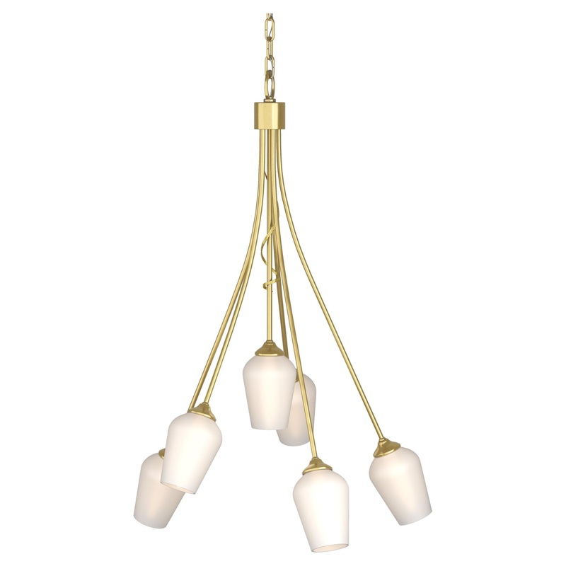Flora 6-Arm Chandelier Modern Brass Opal Glass (GG)