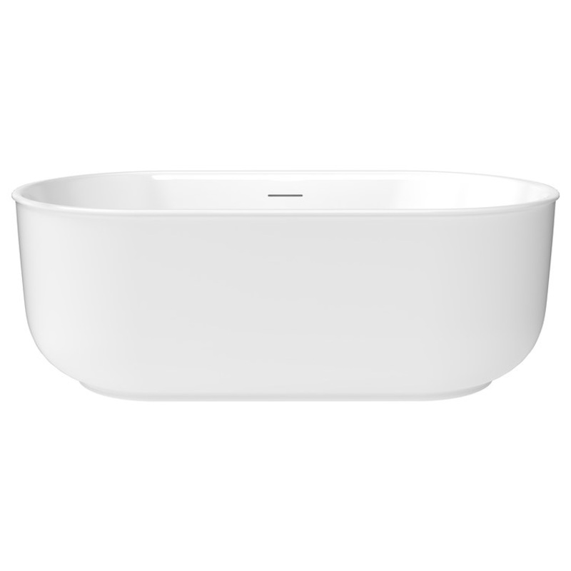 Freestanding Tub Ommu 59 x 32 Inch Soaker White Center Drain Oval