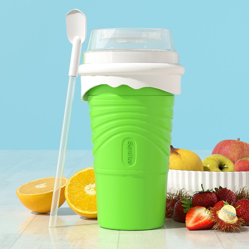 Green Cool Summer Slushie Cup – 500ml Quick-Freeze Smoothie Maker with Straw
