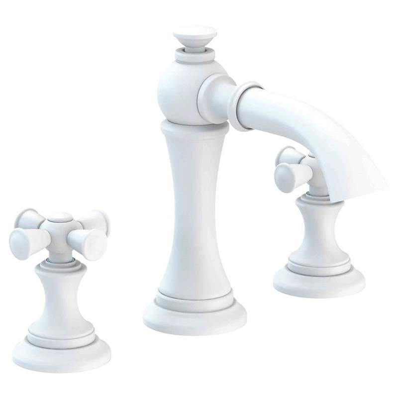 Lavatory Faucet Sutton Widespread 8 to 20 Inch Spread 2 Cross ADA Matte White 1.2 Gallons per Minute Brass Spout Height 4-1/8 Inch