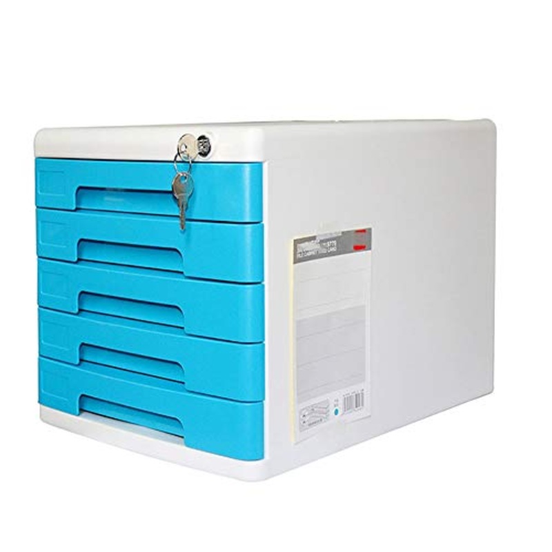 LCA Schedario Classificatore Verticale Archivio di File Desktop, Materiale Plastico Cassettiera per Ufficio A 5 Piani, File con Armadietto Dati di Blocco, Piccola Scatola di Archiviazione File,