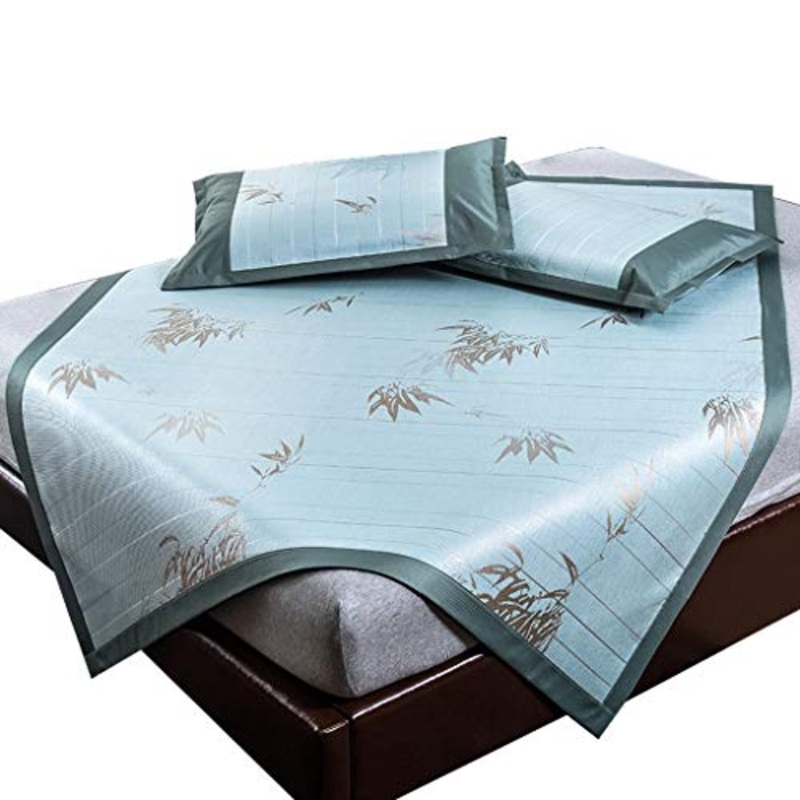 Materassino in Seta di Ghiaccio, 600D Ice Silk e 3D Maglia Traspirante, Rinfrescante e Confortevole Letto Matrimoniale, Lavabile (Color : A, Size : 1.21.95m)