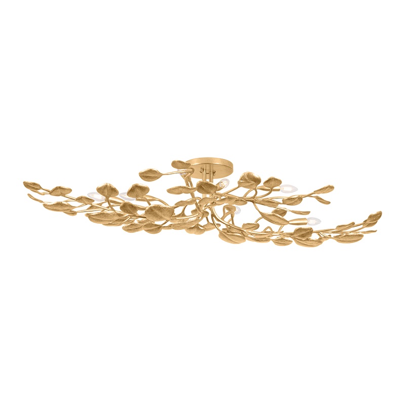 Menorca 8-Light Semi Flush Mount Vintage Gold Leaf