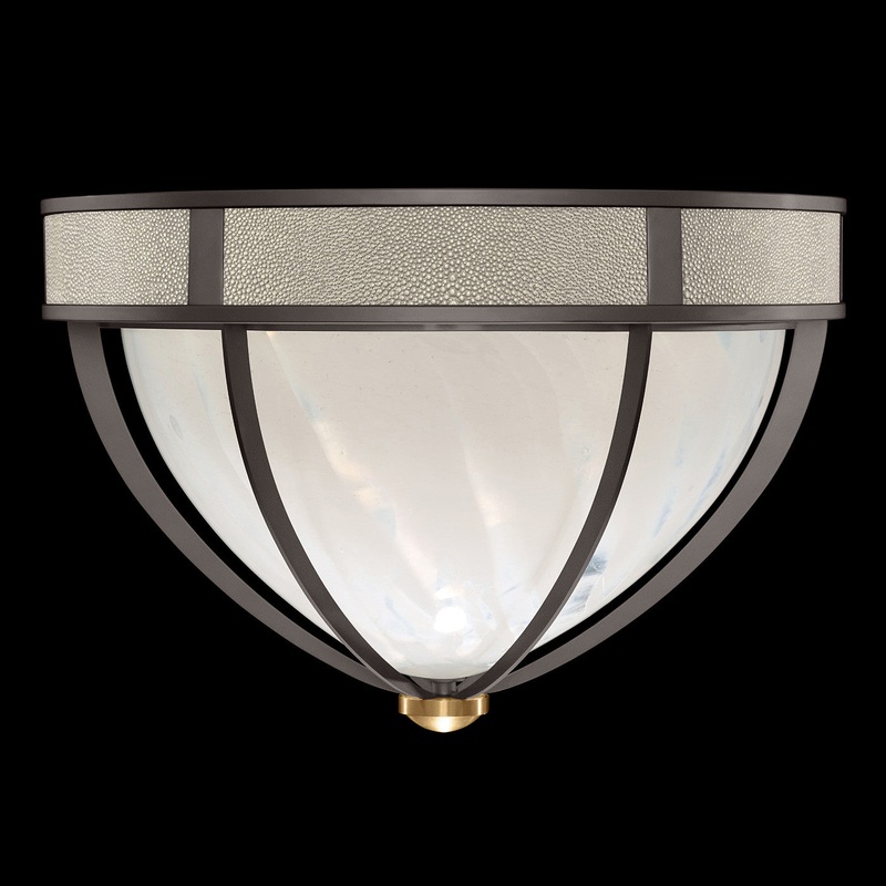 Mirage 18.75″W Round Flush Mount Midnight Steel/Brass/Coco