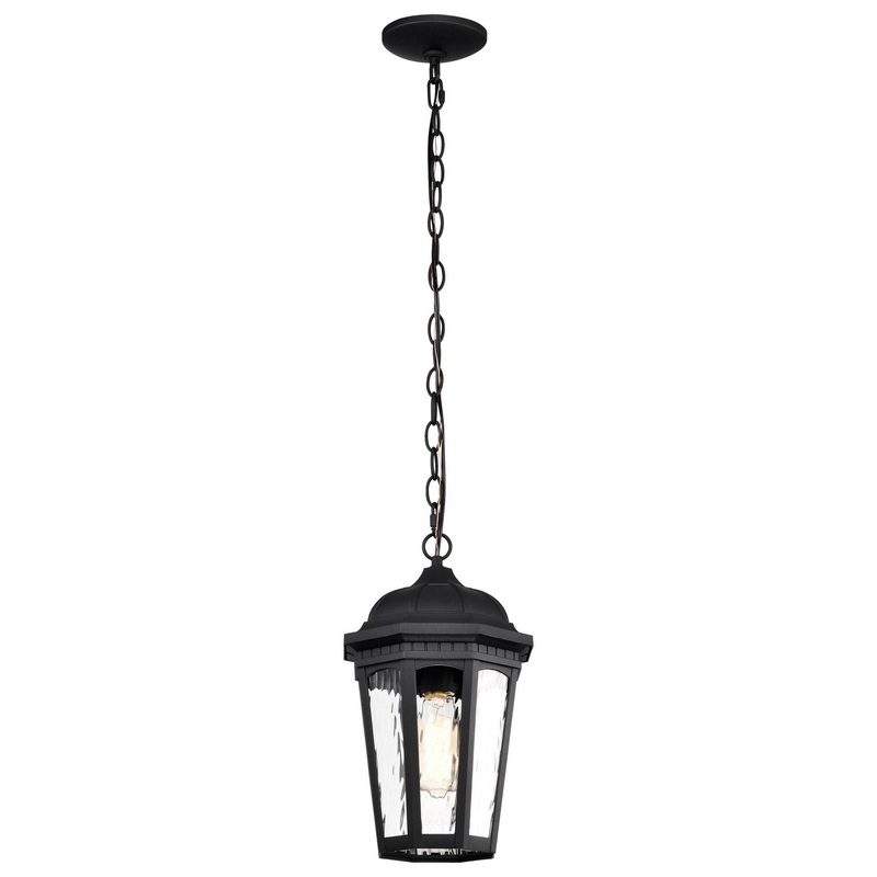 One Light Outdoor Hanging Lantern from the East River Collection in Matte Black Finish by Nuvo Lighting