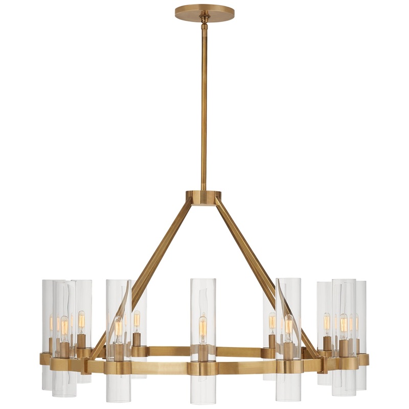 12 Light Chandelier from the Presidio Collection in Hand-Rubbed Antique Brass Finish by Visual Comfort Signature