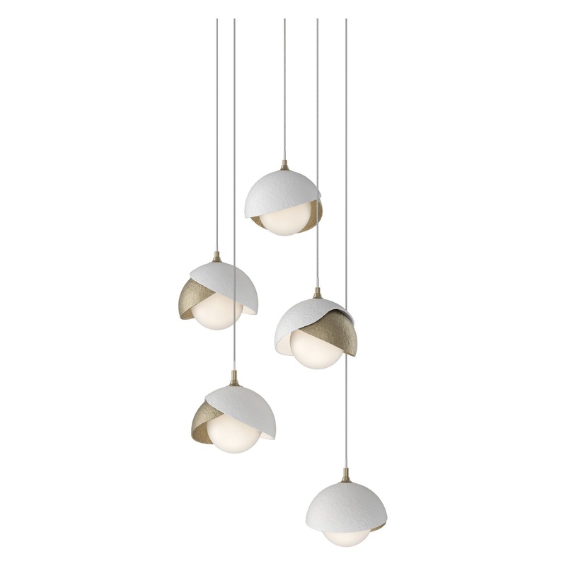 Brooklyn 5-Light Double Shade Pendant Soft Gold White