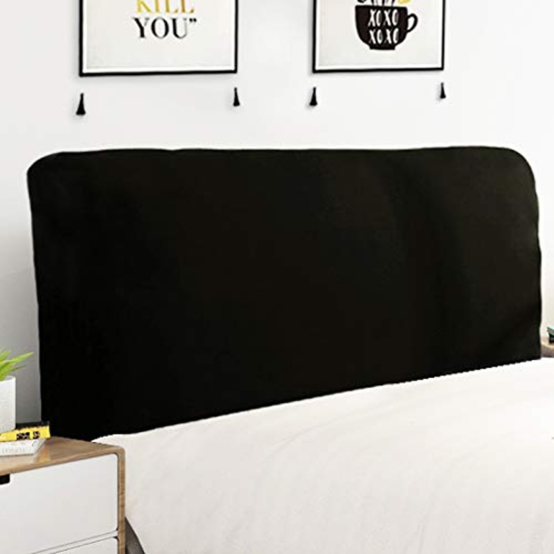 Copri Testata Letto Matrimoniale Copertura/Copertina Elastica Fodera Elastica Protezione Peluche Testata Addensare Elastico All-inclusive Coperchio Europeo Soft Cover Lavabile,Black-180~200cm