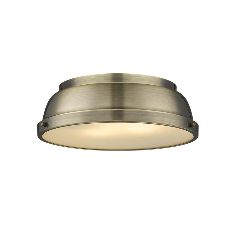 Duncan 14″ Flush Mount in Aged Brass with an Aged Brass Shade