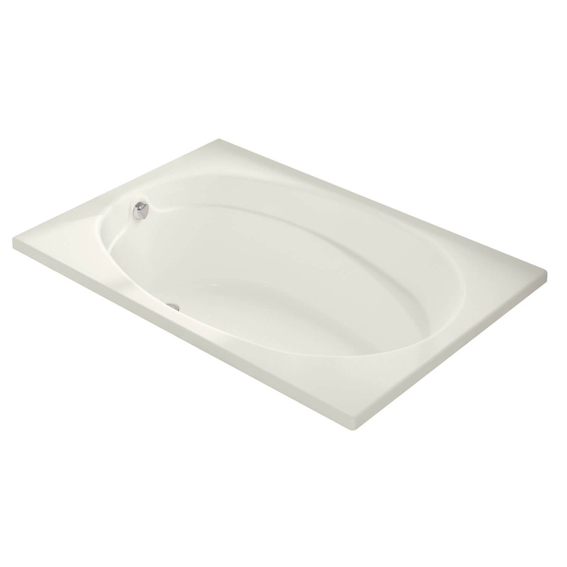 MAAX 100027-000-007-000 Temple 60 x 41 Acrylic Alcove End Drain Bathtub in Biscuit