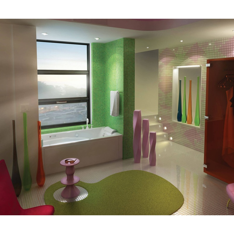 MAAX 101269-R-056-001 Optik 6636 Acrylic Alcove Right-Hand Drain Combined Hydrofeel & Aerofeel Bathtub in White