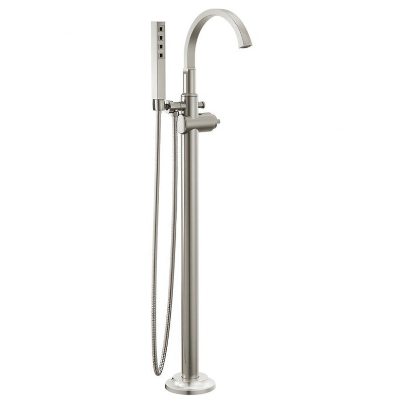 Tub Filler Trim Tetra Floor Mount Less Handle Lumicoat Stainless WaterSense ADA 10 Gallons per Minute