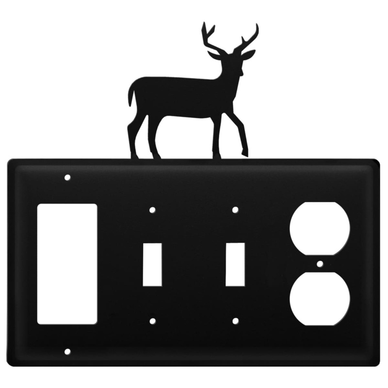Village Wrought Iron EGSSO-3 Quad Deer Single GFI Double Switch and Single Outlet Cover CUSTOM Product