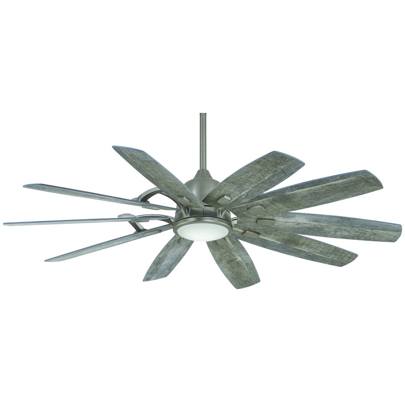 10-blade Barn 65″ Ceiling Fan by Minka Aire (Dry Rated) Savannah Gray/Savannah Gray