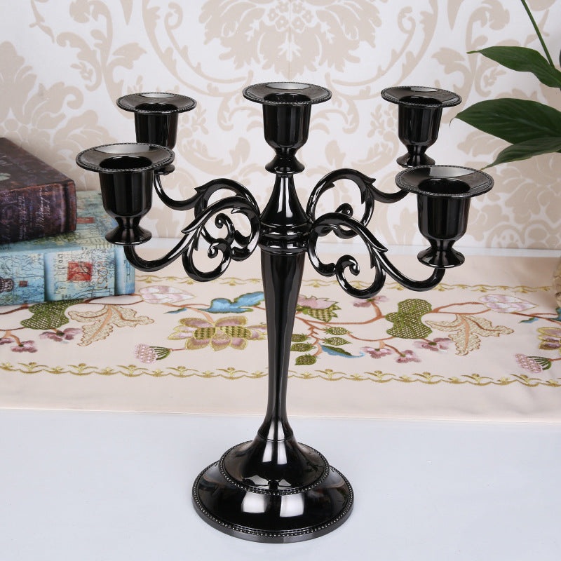 Black Elegant Metal Candelabra 5 Arm Candle Holder –  Decorative Candelabra for Home, Weddings, Events