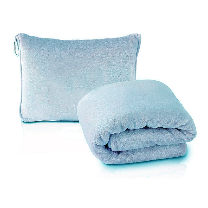 Blue Multi-Function 2-in-1 Travel Blanket with Storage – 50 x 60 in (127 x 152 cm) Lightweight Airplane Companion