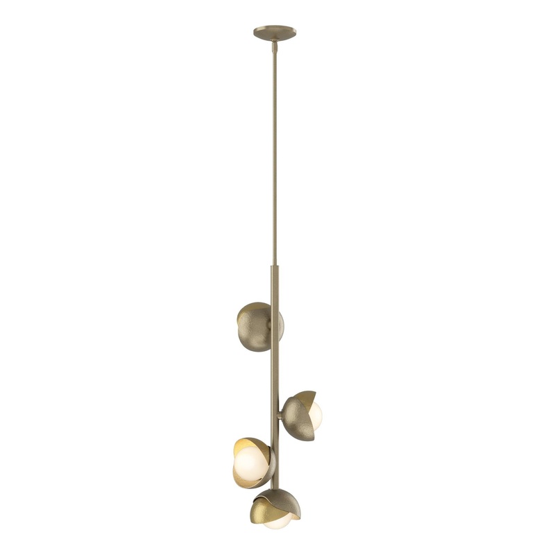 Brooklyn 4-Light Double Shade Vertical Pendant Soft Gold Modern Brass