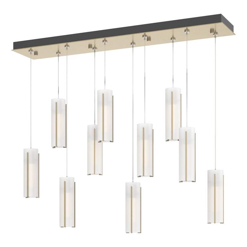 Exos Glass 10-Light Pendant Modern Brass Opal Glass (GG)