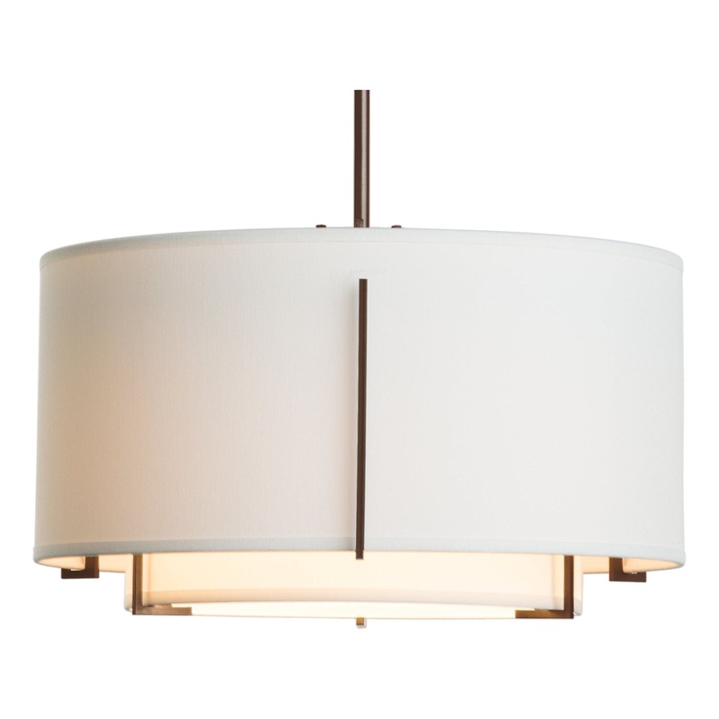 Exos Small Double Shade Pendant Bronze Natural Anna Inner Shade & Natural Anna Outer Shade