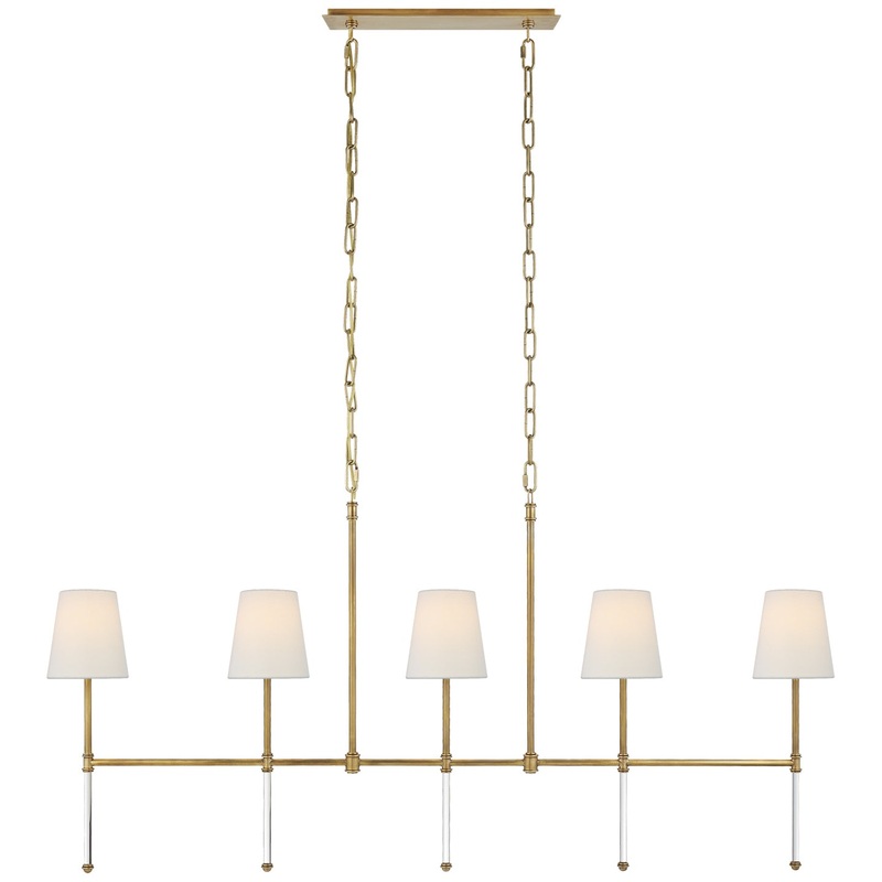 Five Light Linear Chandelier from the Camille Collection in Hand-Rubbed Antique Brass Finish by Visual Comfort Signature