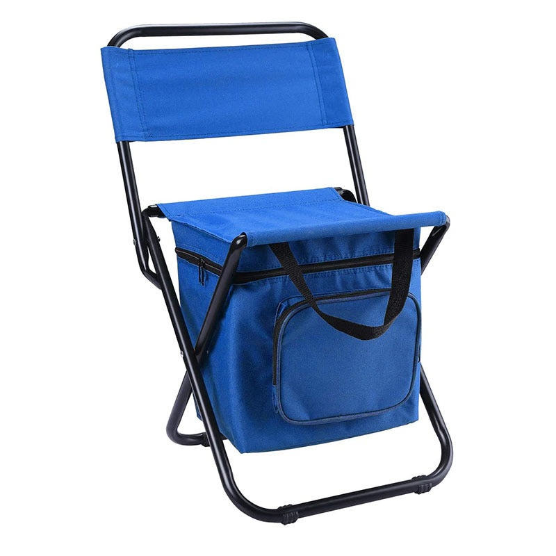 Foldable Camping Chair with Integrated 10L Insulated Cooler Bag – Blue