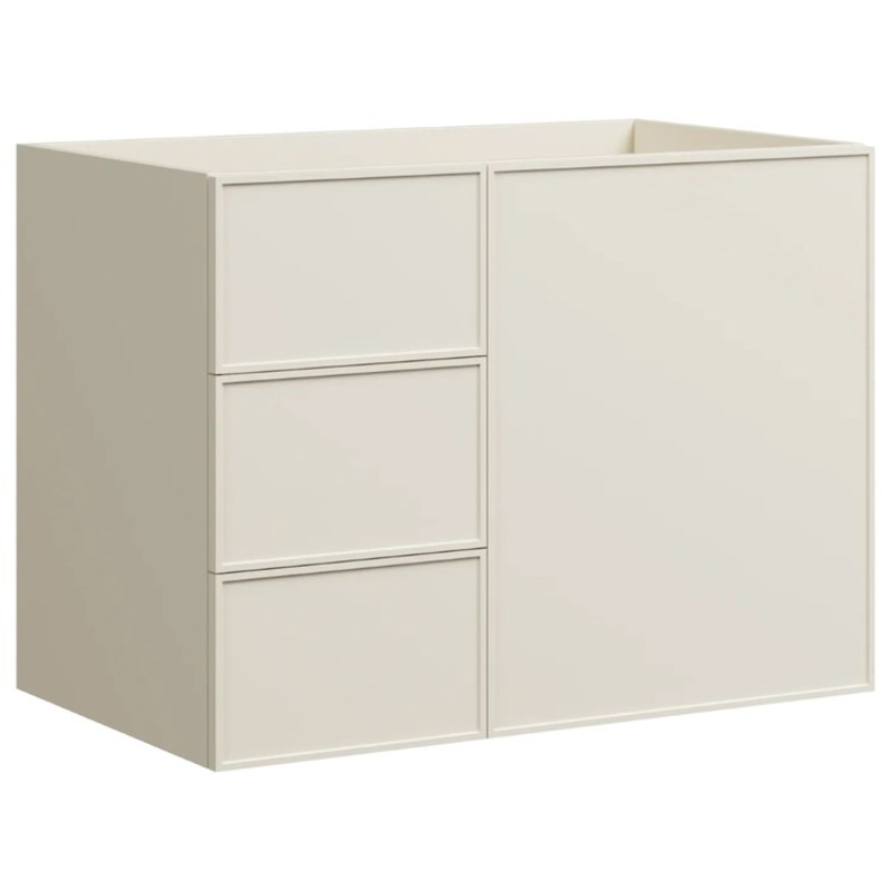 Freestanding Vanity Natick 36 Inch Center Bowl Drawer on Left White Satin 1 Doors Thin Line Shaker