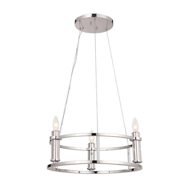 Kichler 52493PN Three Light Mini Chandelier, Polished Nickel