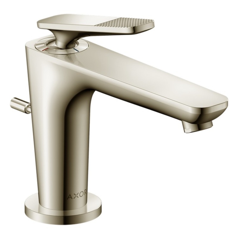 Lavatory Faucet Citterio C 90 1 Lever Cubic Cut ADA WaterSense Polished Nickel 1.2 Gallons per Minute Deck Mount Pop-Up 1 Hole CoolStart EcoRight AirPower Comfort Zone