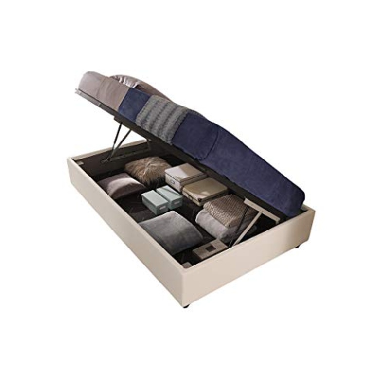 Letti Per Dormire.it – SOMMIER Gold Una Piazza e Mezza – con Box Contenitore alzata laterale Misure 120×190, Rivestimenti SFODERABILI Tessuto Ecopelle Microfibra