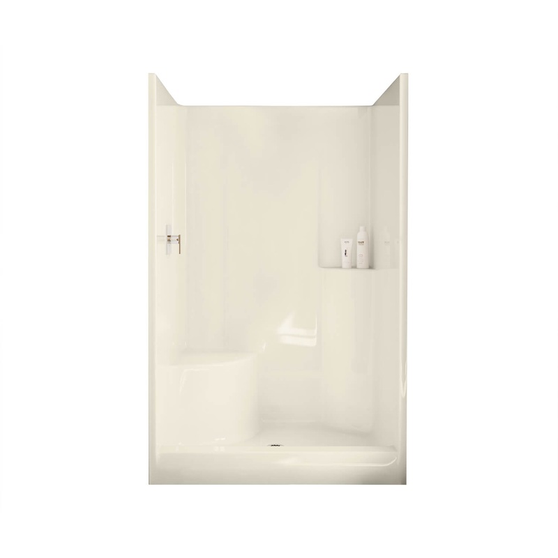 MAAX 102677-000-004-001 Evergreen 48 x 37 AcrylX Alcove Center Drain One-Piece Shower in Bone