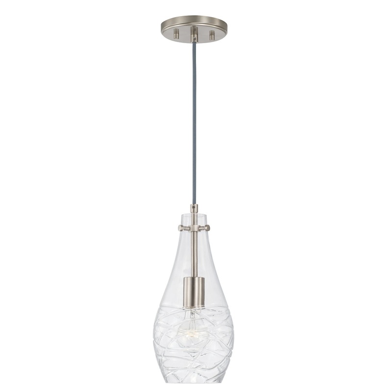 One Light Pendant from the Kier Collection in Brushed Nickel Finish by Capital Lighting