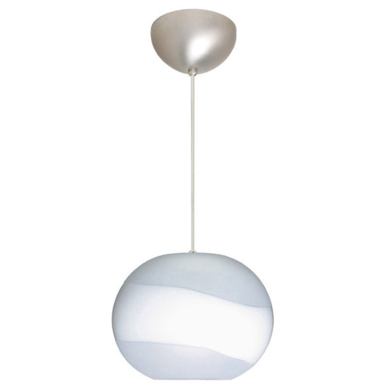 One Light Pendant from the Luna Collection in Satin Nickel Finish by Besa