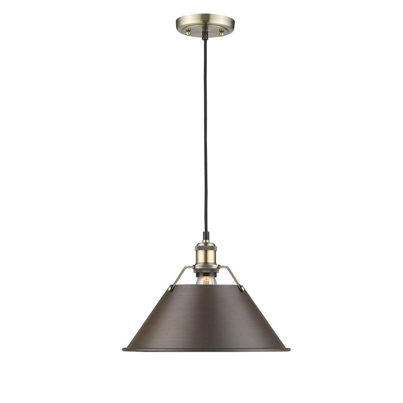 One Light Pendant from the Orwell Collection in Aged Brass Finish by Golden