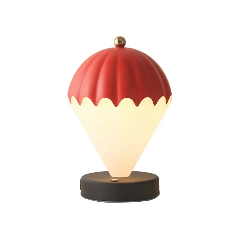 Red Rechargeable Hot Air Balloon LED Touch Lamp – 3-Color Nordic Style Desk Light