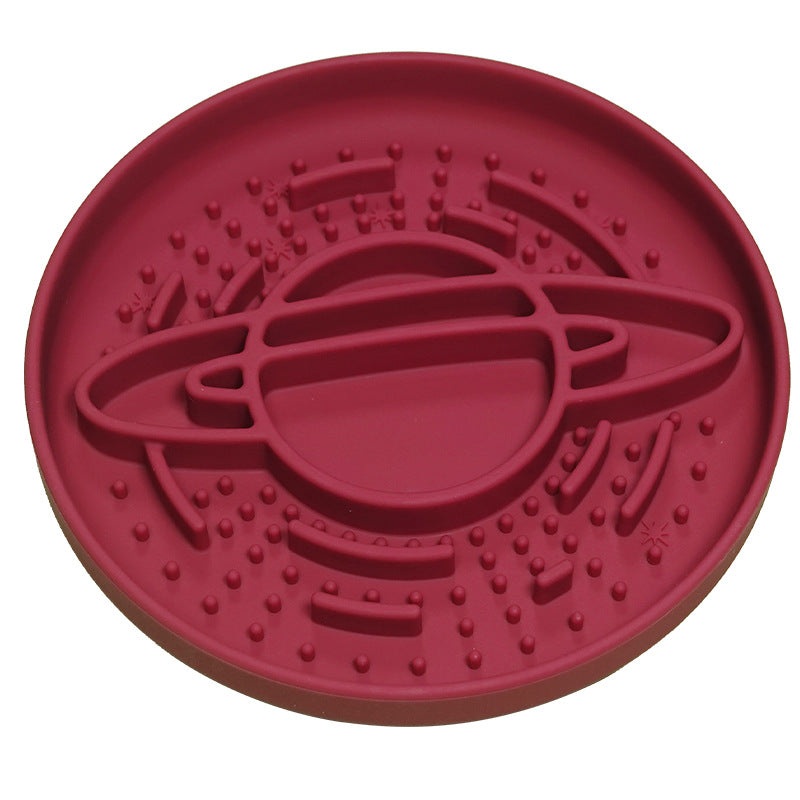 Red Silicone Planet Slow Feeder Dog Bowl – 2-in-1 Anti-Choke Lick Mat for Healthy Eating & Fun