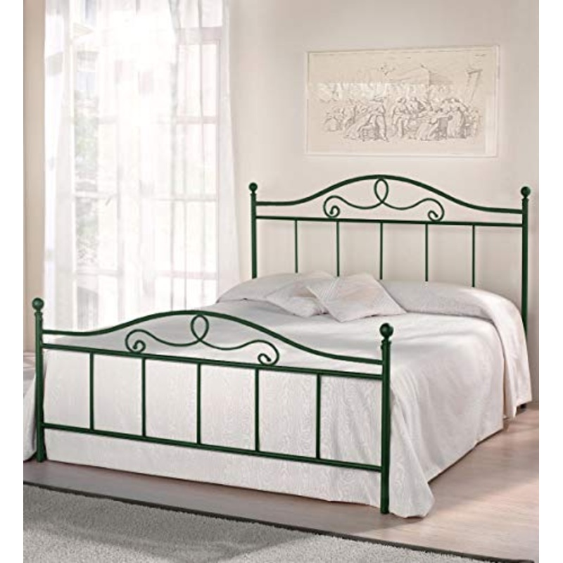 SomnusSana Letto in Ferro Battuto Una Piazza e Mezza – Prodotto Artigianale Italiano – Modello MALTA 120×190 Disponibile in vari colori (Verde Anticato)