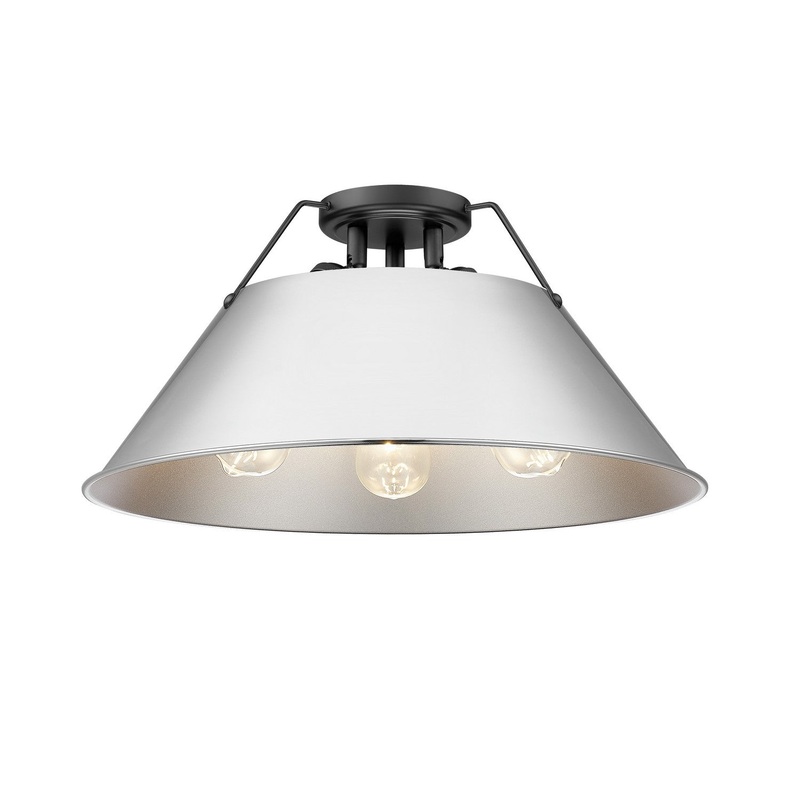 Three Light Flush Mount from the Orwell Collection in Matte Black Finish by Golden