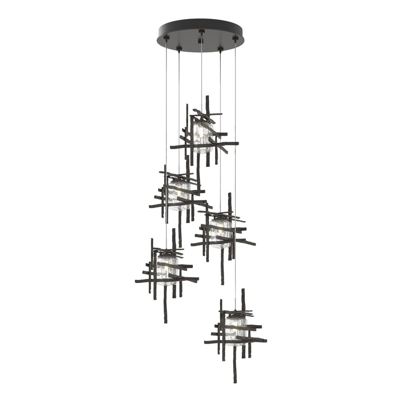 Tura 5-Light Seeded Glass Pendant Oil Rubbed Bronze